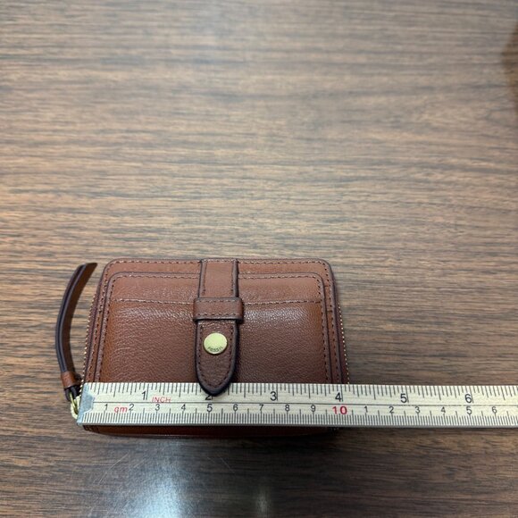 Fossil Fiona Zip Around Multifunction Wallet Coin Purse Brown Goat Leather - Picture 7 of 9